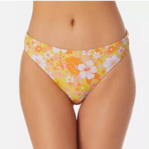 California Waves Junior's Printed Bikini Bottoms Swimsuit Yellow Size L 00088